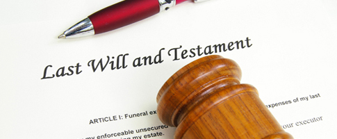 Last Will and Testment document with gavel and pen